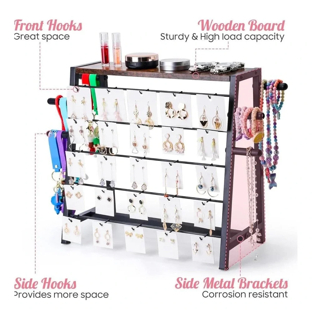 5 Tier Earring Design Stand Jewelry Organizer Stand With 31 Hooks Triangular Des